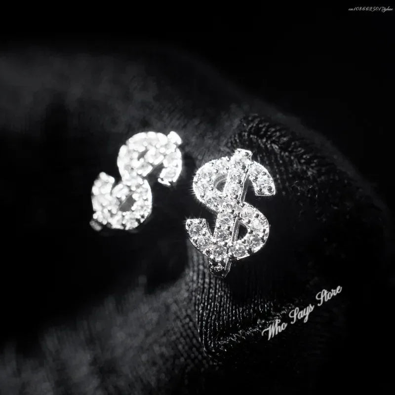 Iced Out Dollar Sign Stud Earrings