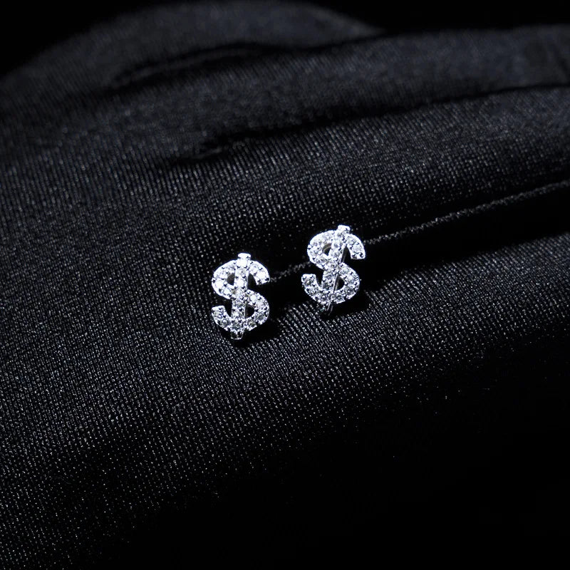Iced Out Dollar Sign Stud Earrings