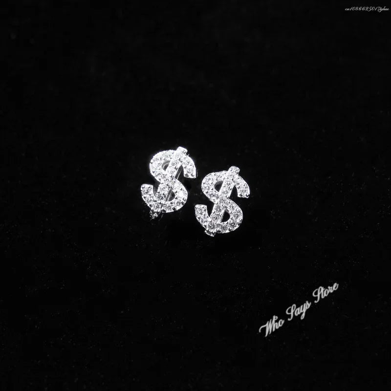 Iced Out Dollar Sign Stud Earrings
