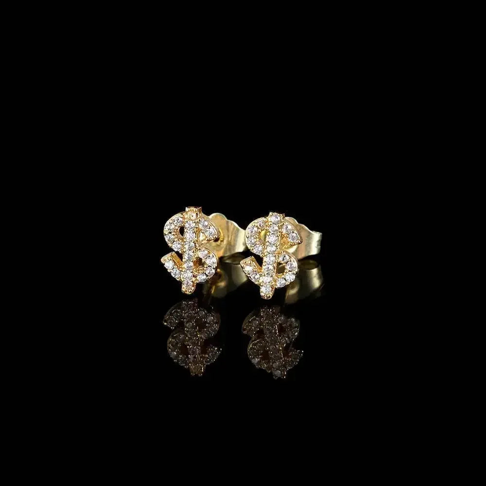 Iced Out Dollar Sign Stud Earrings