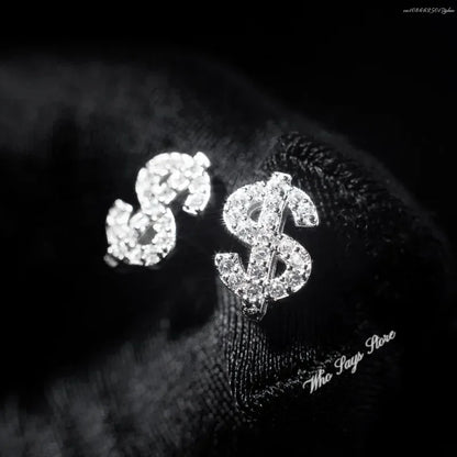 Iced Out Dollar Sign Stud Earrings