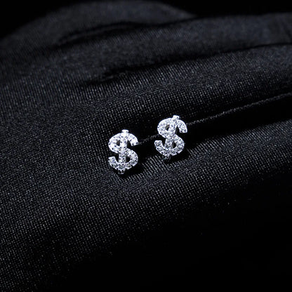 Iced Out Dollar Sign Stud Earrings