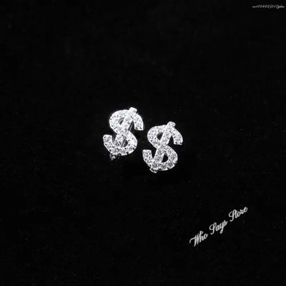 Iced Out Dollar Sign Stud Earrings