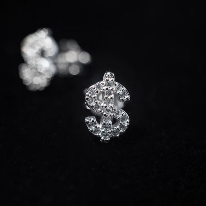 Iced Out Dollar Sign Stud Earrings